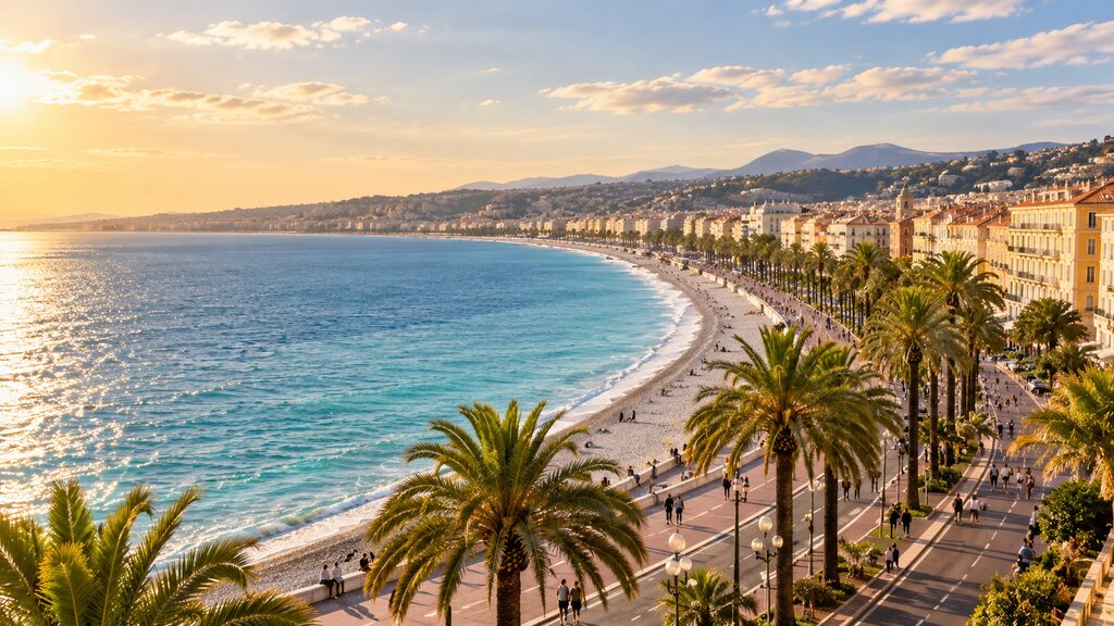 Bờ biển Nice và đại lộ Promenade des Anglais, miền Nam nước Pháp