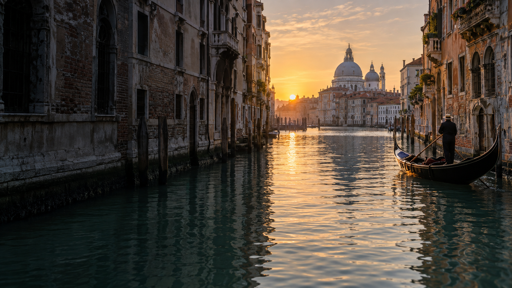 Kênh đào và thuyền gondola ở Venice, Ý
