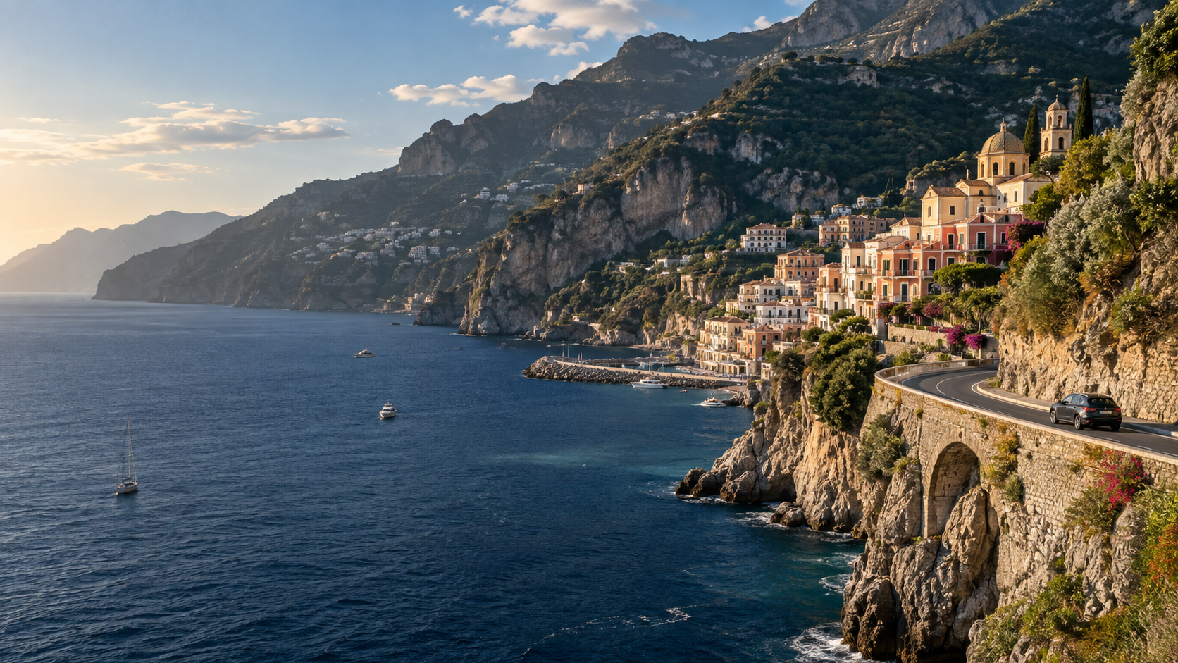 Con đường ven biển Amalfi ở miền Nam nước Ý