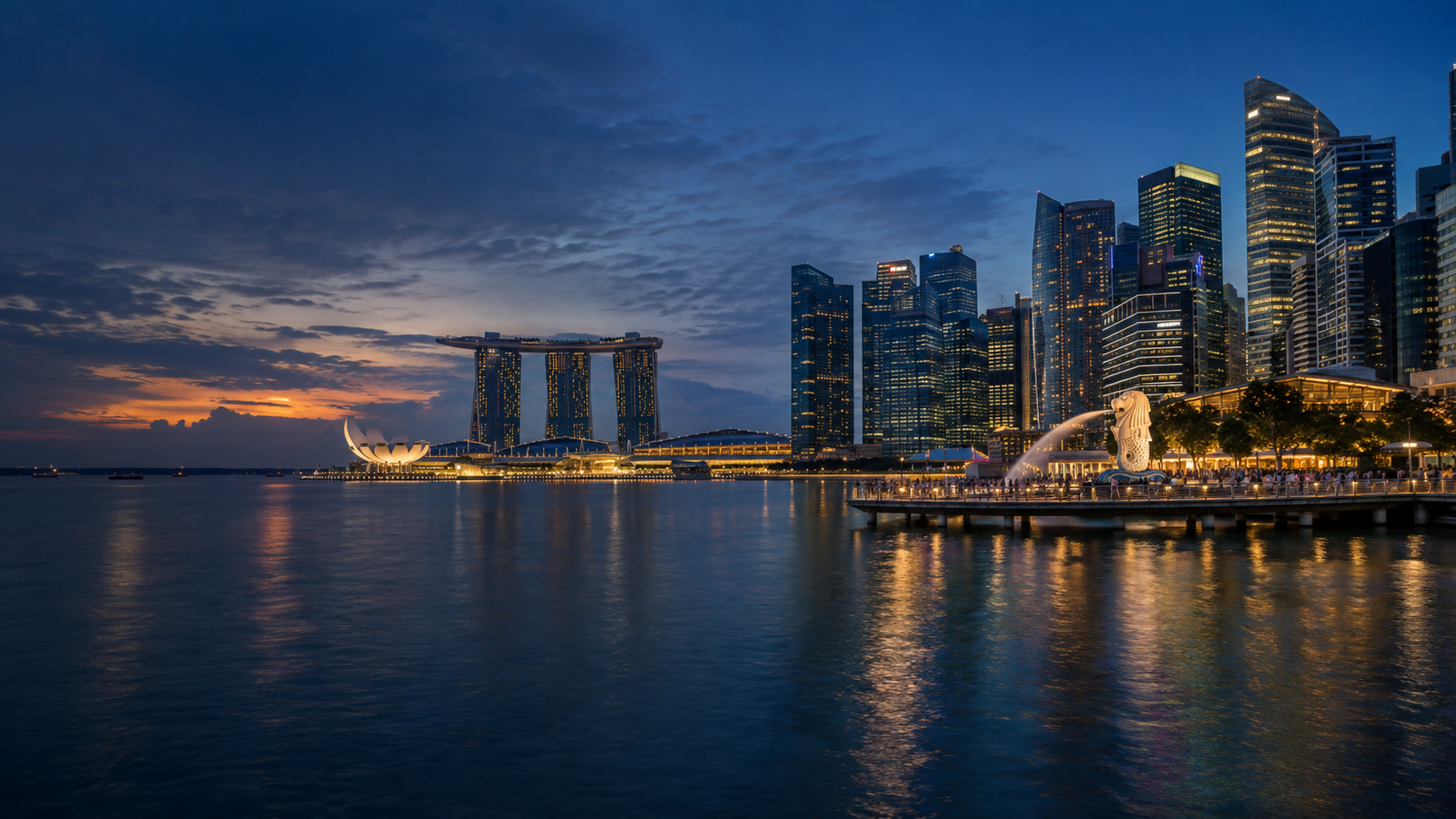 Đường chân trời Singapore nhìn từ Marina Bay