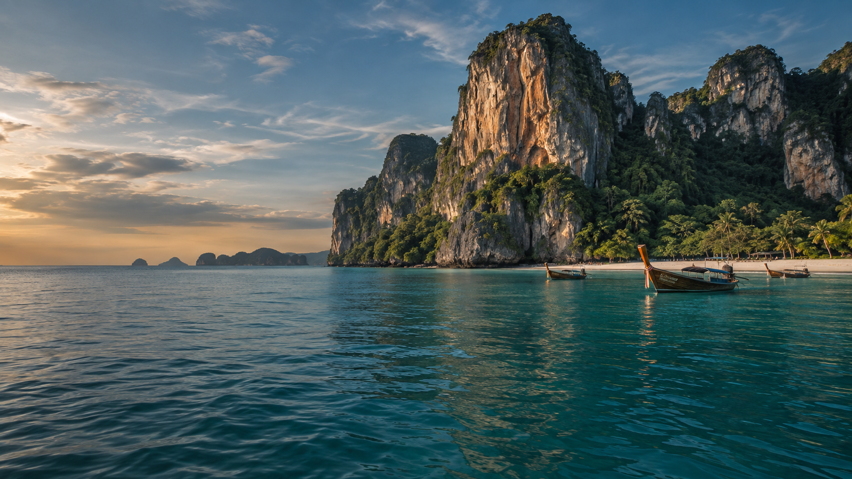 Bãi biển Railay với vách đá vôi ở Krabi, Thái Lan