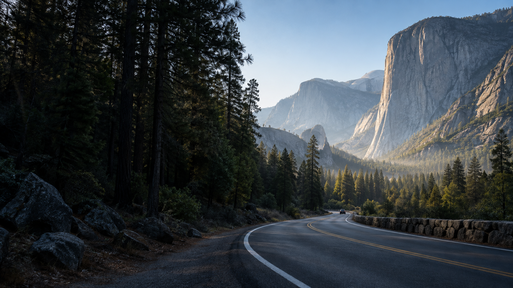 Con đường xuyên thung lũng Yosemite ở California